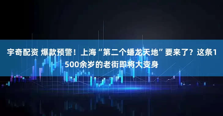 宇奇配资 爆款预警！上海“第二个蟠龙天地”要来了？这条1500余岁的老街即将大变身